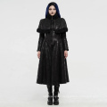 PUNK RAVE WY-1204XCF winter bodycon warm plus size women coated gothic embroidered fur black long cape coat